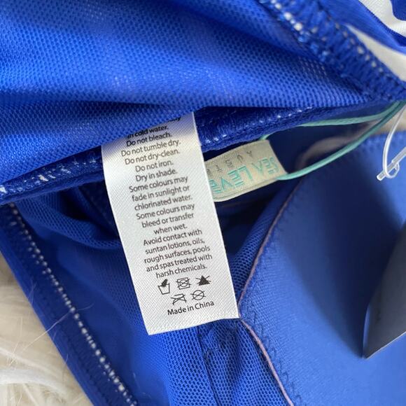 Sea Level Swim Crossover Cobalt Blue Stripe Bikini Swimsuit Swim Top women M new - Picture 10 of 12